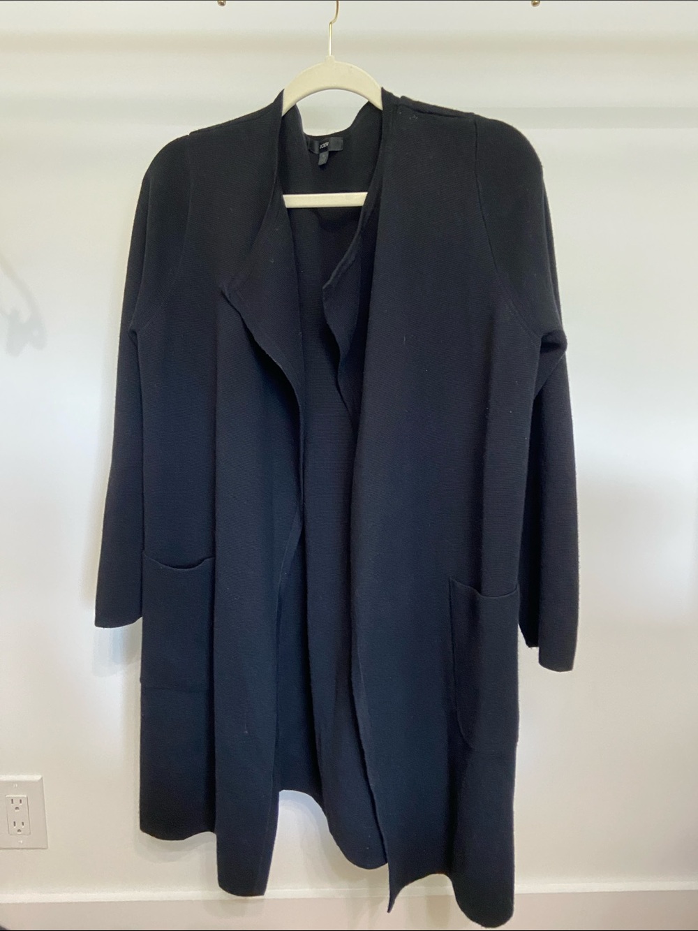 J. Crew Black Open-Front Longline Coatigan